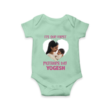 It’s Our First Mother’s Day Personalized Baby ROMPER Set – Custom Name & Photo Outfit - MINT GREEN - New Born (Chest 14")