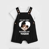 It’s Our First Mother’s Day Personalized Baby DUNGAREESet – Custom Name & Photo Outfit - BLACK - 0 - 5 Months Old (Chest 18")