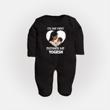 It’s Our First Mother’s Day Personalized Baby FULL BODY SUIT – Custom Name & Photo Outfit - BLACK - New Born (Chest 7.5")