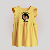 Proud New Mom Personalized Baby BABY FROCK – Custom Photo & Name Outfit - PASTEL YELLOW - 0 - 3 Months Old (Chest 17")