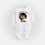 Proud New Mom Personalized Baby FULL BODY SUIT – Custom Photo & Name Outfit - WHITE - New Born (Chest 7.5")