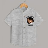 Proud New Mom Personalized Baby SHIRT – Custom Photo & Name Outfit - GREY - 0 - 6 Months Old (Chest 23")