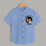 Proud New Mom Personalized Baby SHIRT – Custom Photo & Name Outfit - SKY BLUE - 0 - 6 Months Old (Chest 23")
