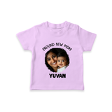 Proud New Mom Personalized Baby T-SHIRT – Custom Photo & Name Outfit - LILAC - 0-5 Months Old (Chest 17")