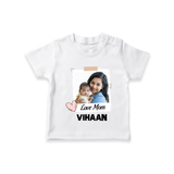 Love Mom Personalized Baby T-SHIRT – Polaroid Style Custom Photo & Name Outfit - WHITE - 0-5 Months Old (Chest 17")