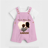 Our First Mother’s Day Personalized Baby DUNGAREESet – Minimal Heart Photo Design (Custom Name) - BABY PINK - 0 - 5 Months Old (Chest 18")
