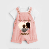 Our First Mother’s Day Personalized Baby DUNGAREESet – Minimal Heart Photo Design (Custom Name) - PEACH - 0 - 5 Months Old (Chest 18")
