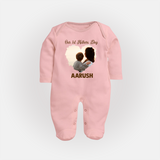 Our First Mother’s Day Personalized Baby FULL BODY SUIT – Minimal Heart Photo Design (Custom Name) - BABY PINK - New Born (Chest 7.5")