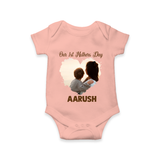 Our First Mother’s Day Personalized Baby ROMPER Set – Minimal Heart Photo Design (Custom Name) - PEACH - New Born (Chest 14")