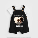 Our First Mother’s Day Personalized Baby DUNGAREESet – Minimal Heart Photo Design (Custom Name) - BLACK - 0 - 5 Months Old (Chest 18")