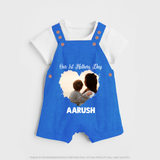 Our First Mother’s Day Personalized Baby DUNGAREESet – Minimal Heart Photo Design (Custom Name) - COBALT BLUE - 0 - 5 Months Old (Chest 18")