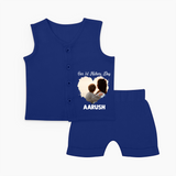 Our First Mother’s Day Personalized Baby Jabla Set – Minimal Heart Photo Design (Custom Name) - NAVY BLUE - 0 - 3 Months Old (Chest 9.8")