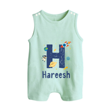 Soft Cotton Name Romper Suit / Sleeveless Romper | Designed Just for Your Baby - MINT GREEN - 0 - 5 Months Old (Chest 18")