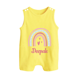 Star of the Family Romper Suit / Sleeveless Romper | Printed with Your Baby's Name - PASTEL YELLOW - 0 - 5 Months Old (Chest 18")