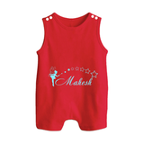Designed for Me Romper Suit / Sleeveless Romper | Featuring Baby's Name in Every Thread - RED - 0 - 5 Months Old (Chest 18")