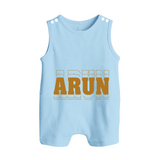 Crafted Just for You | Personalized Name Romper Suit / Sleeveless Romper Outfit - BABY BLUE - 0 - 5 Months Old (Chest 18")