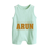 Crafted Just for You | Personalized Name Romper Suit / Sleeveless Romper Outfit - MINT GREEN - 0 - 5 Months Old (Chest 18")
