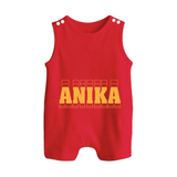 Crafted Just for You | Personalized Name Romper Suit / Sleeveless Romper Outfit - RED - 0 - 5 Months Old (Chest 18")