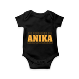 Crafted Just for You | Personalized Name Romper / Onesie Outfit - BLACK - New Born (Chest 14")