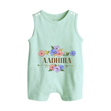 Say It with Style | Personalized Name Romper Suit / Sleeveless Romper - MINT GREEN - 0 - 5 Months Old (Chest 18")