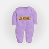 Adorable Name Sleep Suit / Full Sleeve Bodysuit | The Perfect Personalized Baby Gift - LILAC - New Born (Chest 7.5")