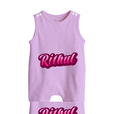 Tiny Name Big Style | Personalized Romper Suit / Sleeveless Romper for Babies - LILAC - 0 - 5 Months Old (Chest 18")