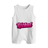 Tiny Name Big Style | Personalized Romper Suit / Sleeveless Romper for Babies - WHITE - 0 - 5 Months Old (Chest 18")