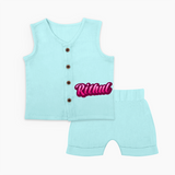 Tiny Name Big Style | Personalized Jabla Set for Babies - BABY BLUE - 0 - 3 Months Old (Chest 9.8")