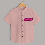 Tiny Name Big Style | Personalized Shirt for Babies - PEACH - 0 - 6 Months Old (Chest 23")
