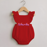 Personalized Name Romper Frock | Your Baby's Name in Every Stitch - RED - 0 - 3 Months Old (Chest 19")