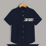 Unique as Me Shirt | Name Printed Baby Shirt - NAVY BLUE - 0 - 6 Months Old (Chest 23")