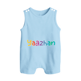 My First Name Romper Suit / Sleeveless Romper | Celebrate Baby's Name with Style - BABY BLUE - 0 - 5 Months Old (Chest 18")