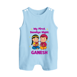My First Dandiya Night Personalized Button Romper - BABY BLUE - New Born (Chest 18")