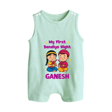 My First Dandiya Night Personalized Button Romper - MINT GREEN - New Born (Chest 18")
