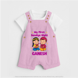 My First Dandiya Night Personalized Dungaree - BABY PINK - 0 - 5 Months Old (Chest 18")