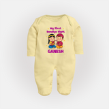 My First Dandiya Night Personalized Full Body Suit - PASTEL YELLOW - New Born (Chest 7.5")