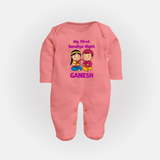 My First Dandiya Night Personalized Full Body Suit - PEACH - New Born (Chest 7.5")
