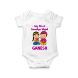 My First Dandiya Night Personalized Romper - WHITE - New Born (Chest 14")