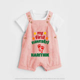 My First Navratri Footprint Personalized Dungaree - PEACH - 0 - 5 Months Old (Chest 18")