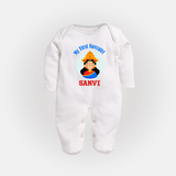 My First Navratri Devi Face Personalized Full Body Suit - WHITE - New Born (Chest 7.5")
