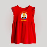 My First Navratri Devi Face Personalized Baby Frock - RED - 0 - 3 Months Old (Chest 17")