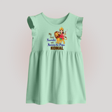 My First Navratri Mamma Papa Blessings Personalized Baby Frock - MINT GREEN - 0 - 3 Months Old (Chest 17")