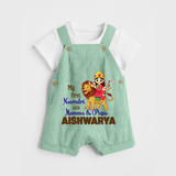 My First Navratri Mamma Papa Blessings Personalized Dungaree - MINT GREEN - 0 - 5 Months Old (Chest 18")