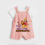 My First Navratri Mamma Papa Blessings Personalized Dungaree - PEACH - 0 - 5 Months Old (Chest 18")