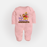 My First Navratri Mamma Papa Blessings Personalized Full Body Suit - BABY PINK - New Born (Chest 7.5")