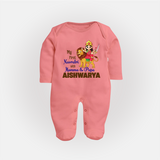 My First Navratri Mamma Papa Blessings Personalized Full Body Suit - PEACH - New Born (Chest 7.5")