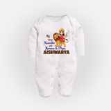 My First Navratri Mamma Papa Blessings Personalized Full Body Suit - WHITE - New Born (Chest 7.5")