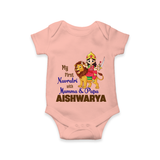 My First Navratri Mamma Papa Blessings Personalized Romper - PEACH - New Born (Chest 14")