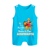 My First Navratri Mamma Papa Blessings Personalized Button Romper - SKY BLUE - New Born (Chest 18")