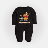 My First Navratri Mamma Papa Blessings Personalized Full Body Suit - BLACK - New Born (Chest 7.5")